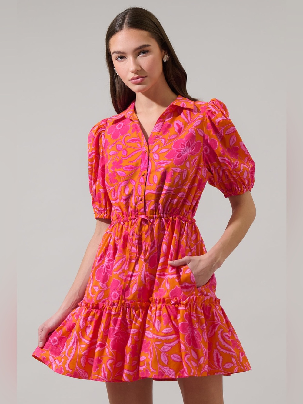 Sugarlips Rea Floral Stacie Button Down Mini Dress